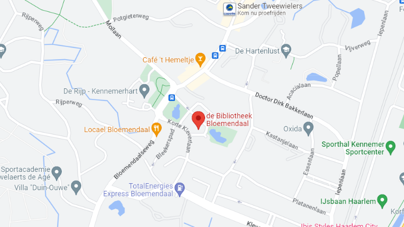 kaart locatie de Bibliotheek Bloemendaal